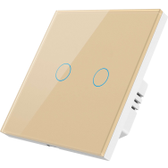 Умный Zigbee выключатель ROXIMO сенсорный, двухкнопочный, золотой