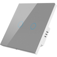 Умный Zigbee выключатель ROXIMO сенсорный, двухкнопочный, серый
