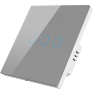 Умный Zigbee выключатель ROXIMO сенсорный, трехкнопочный, серый