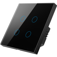 Умный Zigbee выключатель ROXIMO сенсорный, четырехкнопочный, черный