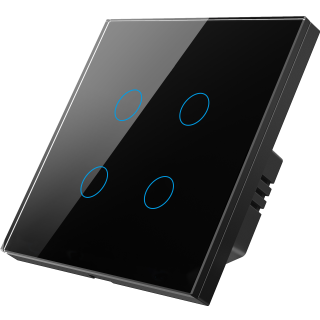 Умный Zigbee выключатель ROXIMO сенсорный, четырехкнопочный, черный
