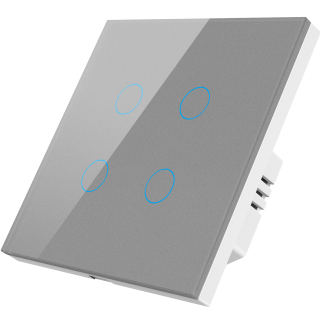 Умный Zigbee выключатель ROXIMO сенсорный, четырехкнопочный, серый